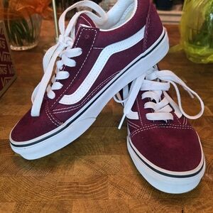 PVans Old Skool Port Royale Burgundy and White Sneakers